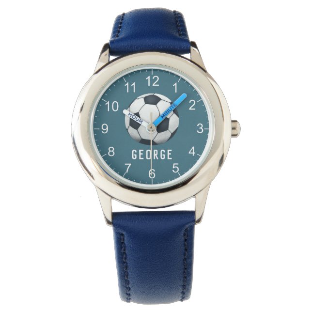 Boys Blue Sports Football Kids Armbandsur (Framsida)