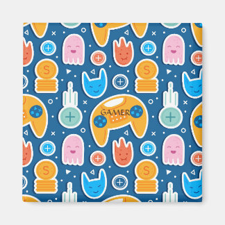 Boys Blue Video Game Controller Mönster Magnet