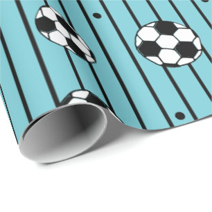 Boys Blue White Rand Football Fläkt Presentpapper