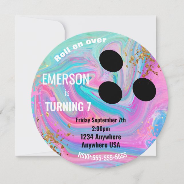 Boys BOWLING BALL, bowling, glöd födelsedagsfest Inbjudningar (Framsida)