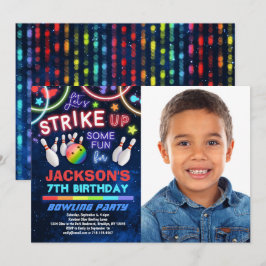 Boys Bowling Födelsedagsfest Foto-inbjudan Inbjudningar