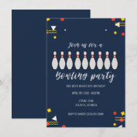 Boys Bowling Theme Kid Birthday Party-inbjudningar