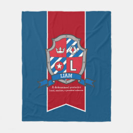 Boys brev L Liam namn betyder blåfilt Fleecefilt