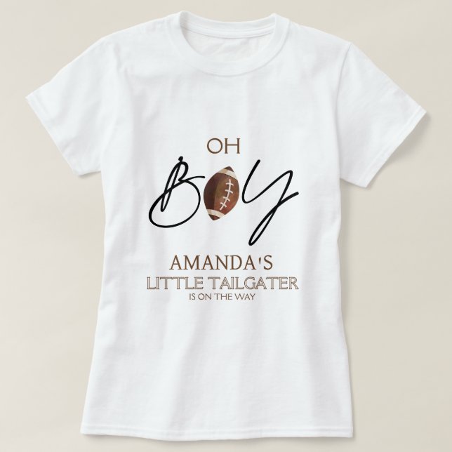 Boys Brown Football Baby Shower T Shirt (Design framsida)
