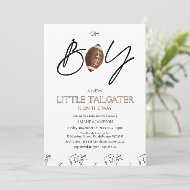 Boys Brown Playoff och Football Baby Shower Inbjudningar (Stående Fram)