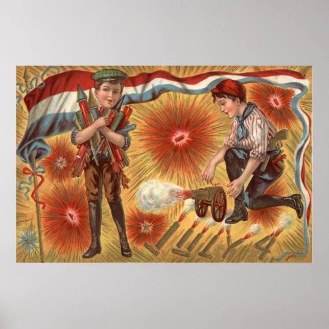 Boys Cannon Fireworks Firecracker Poster (Framsidan)