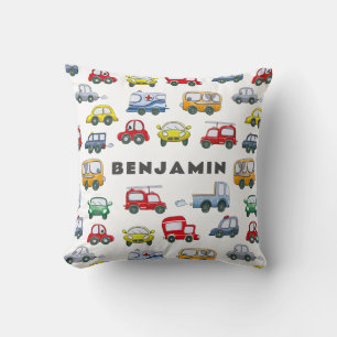Boys Cars Cute Blue-Personlig Kudde