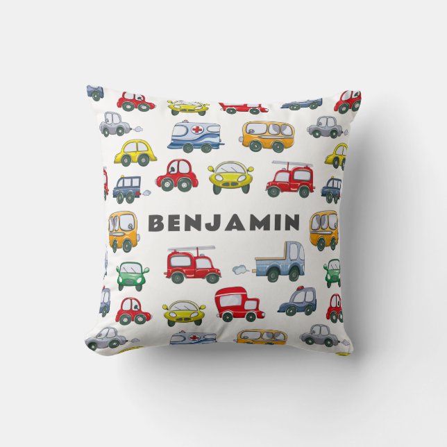 Boys Cars Cute Blue-Personlig Kudde (Framsida)