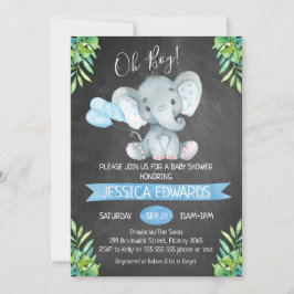 Boys Chalkboard Elephant Baby Shower-inbjudan Inbjudningar