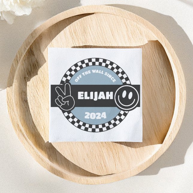 Boys Checkboard Groovy Hippie Birthday Pappersservett (Skapare uppladdad)