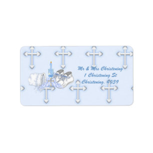 Boys Christening Wish Adressetikett