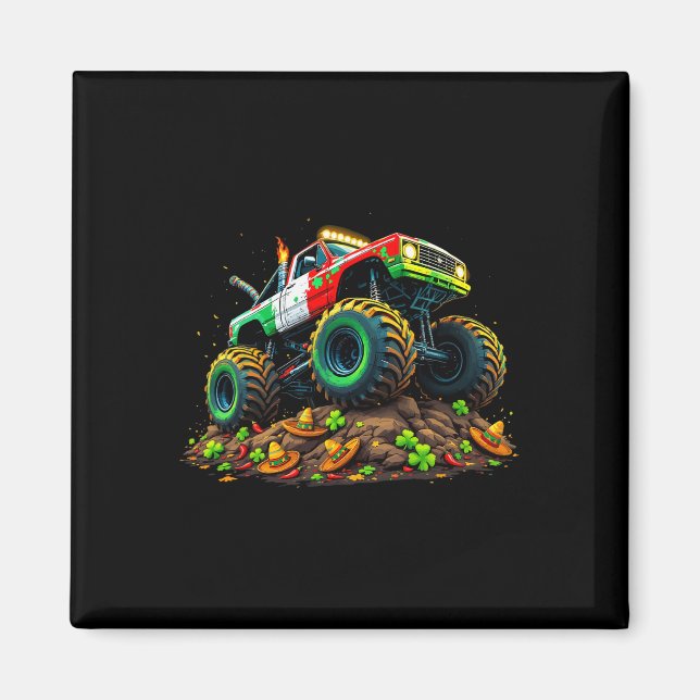 Boys Cinco De Mayo Småbarn Lucky Monster Lastbil Magnet (Framsidan)