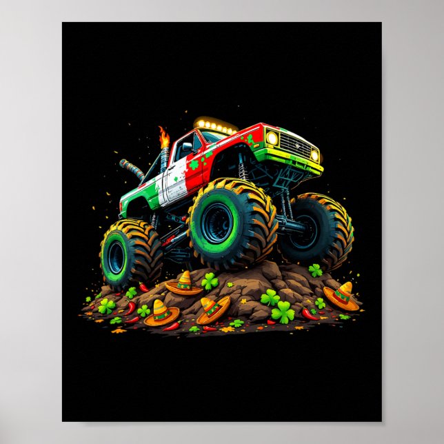 Boys Cinco De Mayo Småbarn Lucky Monster Lastbil Poster (Framsidan)
