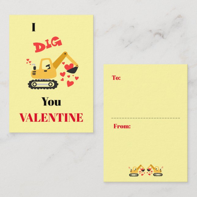 Boys Classroom Valentine Cards Anteckningskort (Fram/baksida)