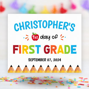 Boys Colorful First Day of School First Klass Poster