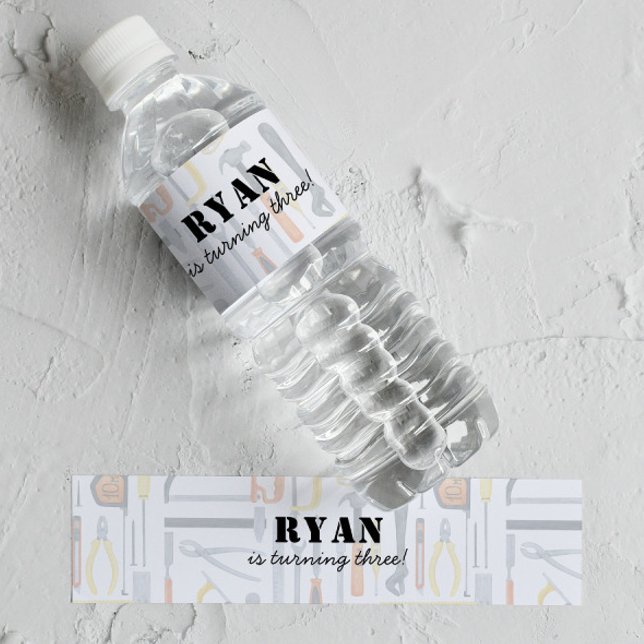 Boy's Construction Builder Birthday Vattenflaskor Etikett (Skapare uppladdad)