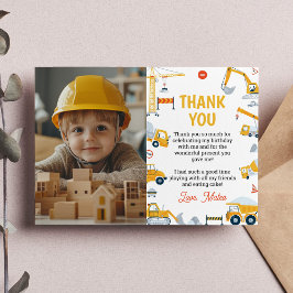 Boys Construction Fordon Birthday Photo Tack Kort