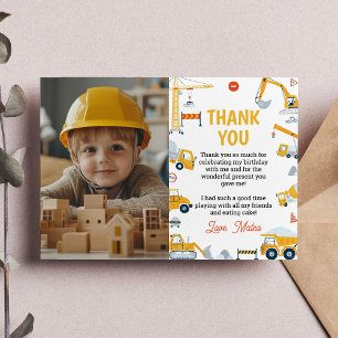 Boys Construction Fordon Birthday Photo Tack Kort