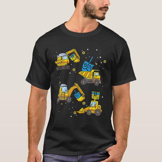 Boys Construction Fordon Hanukkah Jewish Boys T Shirt (Framsida)