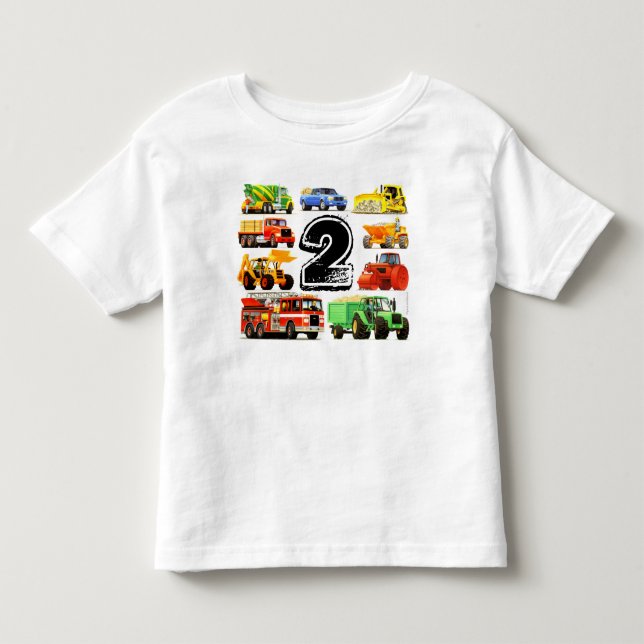 Boy's Construction Lastbil 2:a födelsedagen Tee (Framsida)