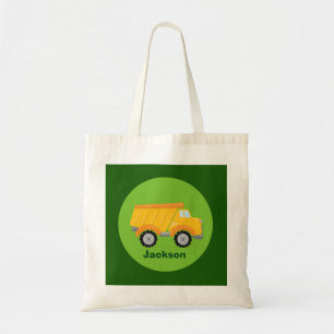 Boys Construction Lastbil Grönt Kids Monogram Tygkasse