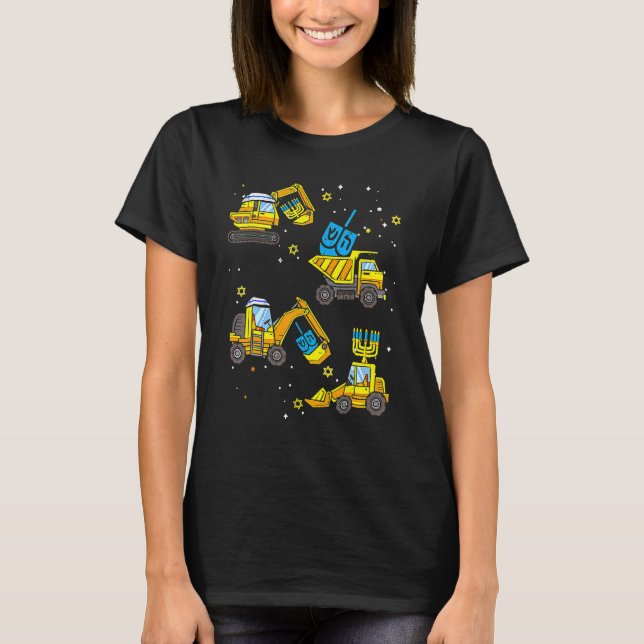 Boys Construction Vehicle Hanukkah Jewish Boys Kid T Shirt (Framsida)