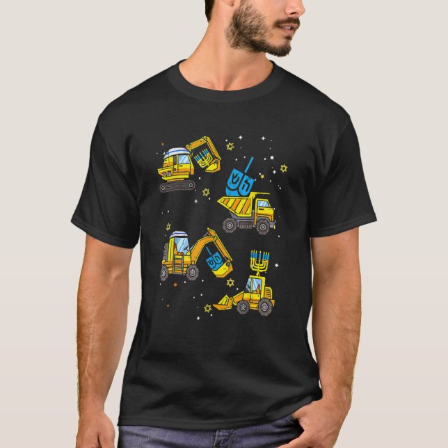 Boys Construction Vehicle Hanukkah Jewish Boys Kid T Shirt (Framsida)