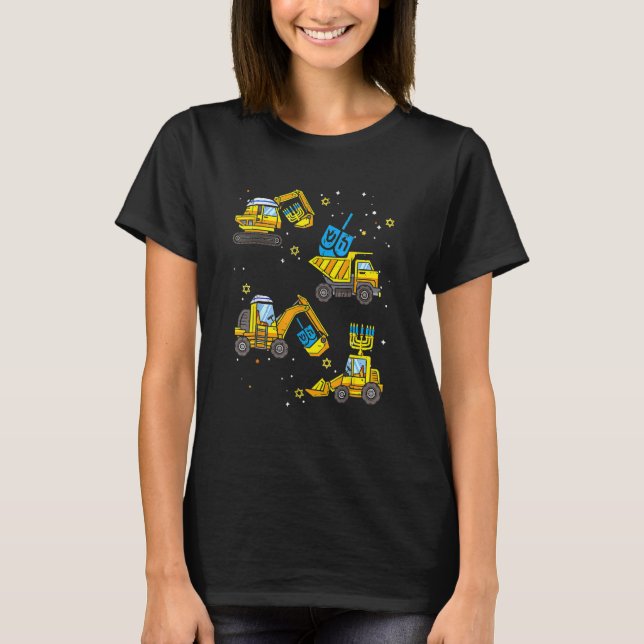 Boys Construction Vehicle Hanukkah Jewish Boys Kid T Shirt (Framsida)