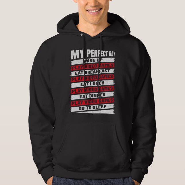 Boys  Cool Gamer My Perfect Day Video Games Hoodie (Framsida)