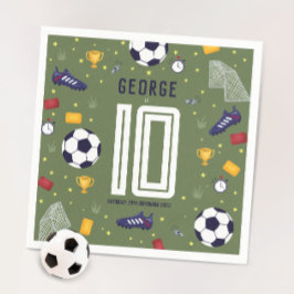 Boys Cool Green Sports Soccer Kids Birthday Pappersservett