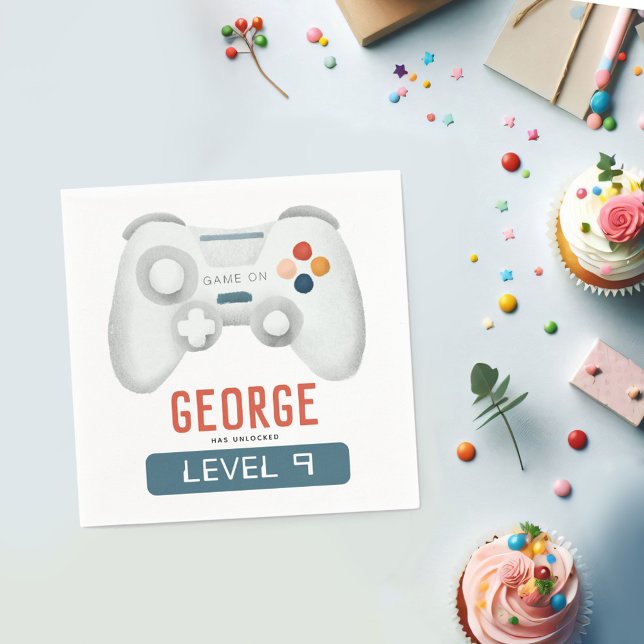 Boys Coola Blue Gaming Kids 9:e födelsedagen Pappersservett (Skapare uppladdad)