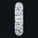 Boys Coola Blue Modern Transport Car Mönster Kids Mini Skateboard Bräda 18,5 Cm<br><div class="desc">Den här moderna och coola skateboard-designen för barn är utrustad med mönster,  med bilar,  flygplan,  helikoptrar och grävare i blå bakgrund,  och kan vara personlig med dina pojkar namn och monogram. Perfektens gåva till alla skateboard-entusiaster.</div>