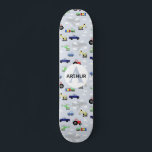 Boys Coola Blue Modern Transport Car Mönster Kids Mini Skateboard Bräda 18,5 Cm<br><div class="desc">Den här moderna och coola skateboard-designen för barn är utrustad med mönster,  med bilar,  flygplan,  helikoptrar och grävare i blå bakgrund,  och kan vara personlig med dina pojkar namn och monogram. Perfektens gåva till alla skateboard-entusiaster.</div>