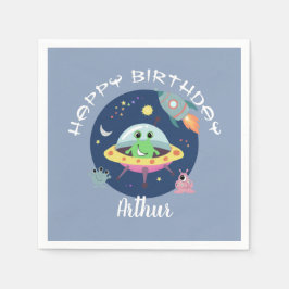 Boys Coola Blue Space Alien Galaxy Birthday Pappersservett