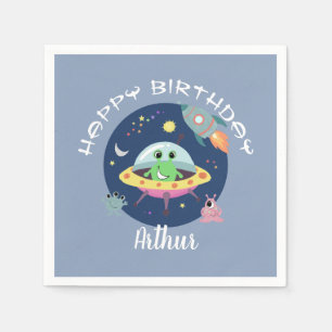 Boys Coola Blue Space Alien Galaxy Birthday Pappersservett
