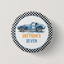 Boys Coola Blue Tävla Car Barns födelsedag Knapp