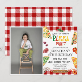 Boys Coola Cute Pizza Födelsedagsfest Inbjudningar