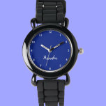 Boys Coola Modern Black Snyggt Anpassade namnsökar Armbandsur<br><div class="desc">Gör varje ögonblick speciell med vår Anpassningsbar Kids Namn Watch! Denna personlig är en perfekt för barn i alla åldrar, och deras namn är djärvt tryckt på ansikte i klockan. Den här klockan är tillgänglig i pulserande färg- och roligt-design och gör att man lär sig tid både snyggt och spännande....</div>
