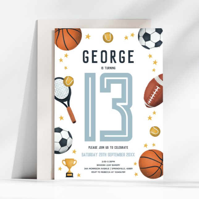 Boys Coola Modern Sports Star Birthday Inbjudningar (Skapare uppladdad)