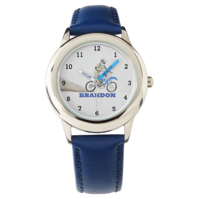Boys Coola Motorcle Blue Snyggt Anpassade namn på  Armbandsur (Framsida)