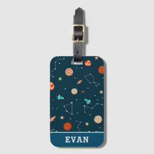 Boys Coola Rymden Planets Rockets & Namn Kids Bagagebricka