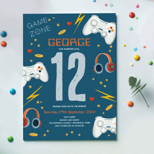 Boys Coola Video Game Kids 12:e Birday Inbjudningar