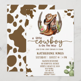 Boys Cowboy Cow Print Baby Shower Inbjudningar
