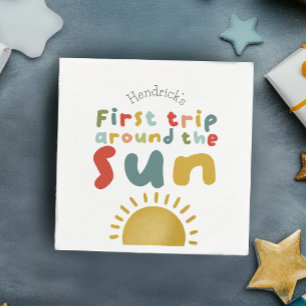 Boys Cute 1:a Resa runt sommardagen i Sol Pappersservett