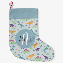 Boys Cute and Roligt Blue Dinosaur Mönster Kids Liten Julstrumpa