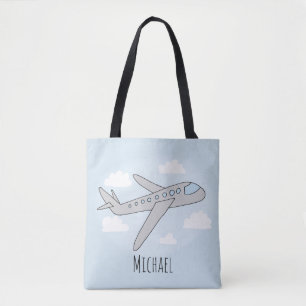 Boys Cute Blue Aircraft Transport Travel Kids Tygkasse