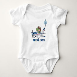 Boys Cute Blue Airplan Dinosaur Kids 1:a födelseda T Shirt