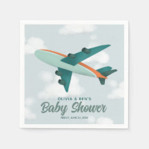 Boys Cute Blue Airplan Travel Baby Shower