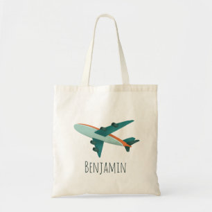 Boys Cute Blue Airplane Kids School Travel Tygkasse