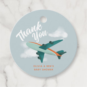 Boys Cute Blue Baby Shower-flygplan Gåvor Etiketter
